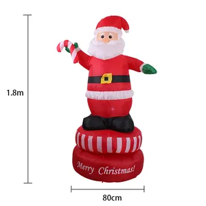 Надувные автоматические рождественские украшения Санта-Клауса со светодиодной подсветкой, 1,8 м