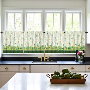 Juego <span class=keywords><strong>de</strong></span> Cortinas Cortas para Ventana con Diseño <span class=keywords><strong>de</strong></span> Trébol Verde del Día <span class=keywords><strong>de</strong></span> San Patricio, Monedas Doradas y Trébol Irlandés, 2 Piezas - Product Image 6