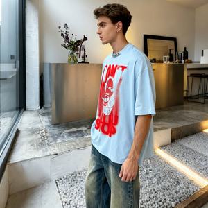 T-shirts personnalisés TKAN660 en sérigraphie, vente en gros, 300 g/m², grande taille, ample, poids lourd, 100 % coton, streetwear, motif uni - Product Image 1