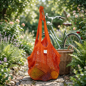 Bolsa de Compras de Malla de Algodón Colorida, Reutilizable, Ecológica, para el Mercado de Agricultores, Bolsa de Supermercado, Proveedor Personalizado - Product Image 1