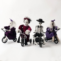 Décoration d'Halloween : Poupée Squelette Fantôme Cycliste, Jouet Électrique à Induction Tactile pour Maison Hantée