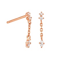 Boucles d'oreilles longues en argent 925 avec chaîne empilable, charme en forme d'œil de cheval, CZ, style minimaliste personnalisé Maimang pour femmes