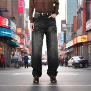 กางเกงยีนส์ขาบานสำหรับผู้ชายกางเกงยีนส์ขาบานสีฟ้าเข้มสีฟ้าซีดจางตามสั่ง - Product Image 1