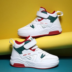Nuevas zapatillas de baloncesto de caña alta para niños con suela blanda, de velcro, para otoño, con parte superior de malla de PU, transfronterizas. - Product Image 2