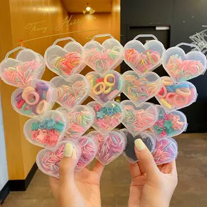 Tracy & Herry New Design Heart Box Cartoon Flower Hair Clips set Children High Elastic Rubber Bands Hair Rope Cute Hair Clips