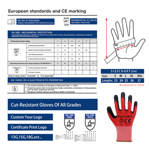 Gants de travail antidérapants secs et humides avec logo personnalisé rouge et noir, paume en caoutchouc, gants de sécurité pour homme et femme, mécanicien, construction - Product Image 6