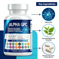 ZILI Brain Nootropic Caps W/300mg Alpha GPC PS Bacopa Ginkgo Lion's Mane Huperzine a L-Thea NAC Vit BCDE Mem Focus Cog 60 Caps