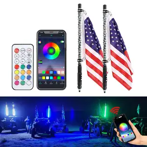 Multiwarna Cahaya Ambient Mobil Tiang Bendera Led Neon RGB Spiral Whip Batu Cahaya Bar Kit untuk Offr Oad Mobil Utv Atv Bendera Cahaya