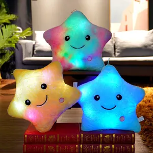 Valentine's Day Creative Kawaii Light Up Stuffed Plush Toys Luminous Night Light Plush Led Star Shape Glowing Pillow