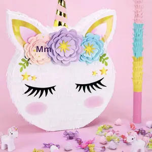 Jeu <span class=keywords><strong>de</strong></span> décoration <span class=keywords><strong>de</strong></span> fête d'anniversaire pour enfants avec un jouet écraseur <span class=keywords><strong>de</strong></span> bonbons en forme d'étoile et un design <span class=keywords><strong>de</strong></span> fleurs arc-en-ciel pour les fêtes d'enfants, les rassemblements d'enfants, la piñata - Product Image 1