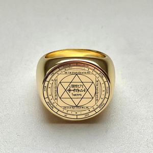 Anello in Acciaio Inossidabile R701 con Incisione del Dio Re del Cielo, Angelo Custode Nithael, Pentacolo del Re Salomone, Amuleto Kabbalistico - Product Image 3