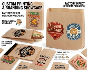 Bolsa de Papel para Envasado de Alimentos, Personalizada, Biodegradable, Ecológica, de Grado Alimenticio, Resistente a <span class=keywords><strong>la</strong></span> Grasa, Premium, para Comida Rápida, Aperitivos Fritos y Sándwiches - Product Image 1