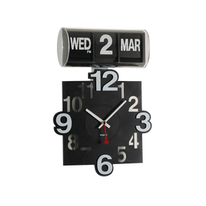 Horloge murale calendrier à bascule design moderne, boîtier ABS, mouvement japonais, fonction <span class=keywords><strong>jour</strong></span> et date # A00AF801 - Product Image 2