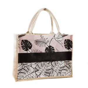 Factory beach shopping jote tote bag stampa personalizzata tela di canapa tote bag OEKO-tex