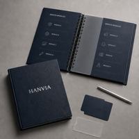 Carnet personnalisé à couverture rigide avec reliure spirale double fil dissimulée A5, feuilles PP dépolies, logo estampé argenté, solution pour manuel d'entreprise