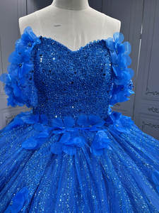 Mumuleo Sky Blue Quinceanera gaun pesta manik-manik 3D bunga Formal gaun ulang tahun Prom gaun putri manis 15 16 gaun Vestidos - Product Image 4