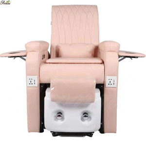 Luxuriöser amerikanischer Stil Silberner getufteter Queen Pediküre-Stuhl für Nagelstudios in Australien – Maniküre- und Fußpflege-Spa-Stuhl ohne Rohrleitungen - Product Image 4