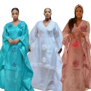 Ensemble de robe boubou <span class=keywords><strong>africaine</strong></span> pour femmes, style <span class=keywords><strong>moderne</strong></span>, deux pièces, avec foulard - Product Image 1