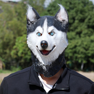 Máscara de Perro <span class=keywords><strong>Husky</strong></span> al por Mayor, Máscara de Látex de Cabeza Completa de Animal, Disfraz para Halloween, Carnaval, Fiesta de Disfraces - Product Image 2