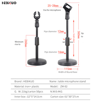 Support de microphone de vente directe d'usine ZM-02 avec base circulaire de microphone noir à angle réglable et support robuste pour un usage quotidien