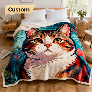 Bán Buôn Tùy Chỉnh Sang Trọng Siêu Ấm Áp In Trọng Hai Lớp Bộ Đồ Giường Trang Trí Tất Cả Các Mùa <span class=keywords><strong>Sherpa</strong></span> Lông Cừu Ném Chăn - Product Image 1