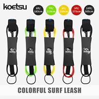 Laisse de planche de surf KOETSU 7 mm, TPU haute résistance, options de longueur de 6 à 10 pieds, 4 couleurs, laisse de surf professionnelle et sécurisée