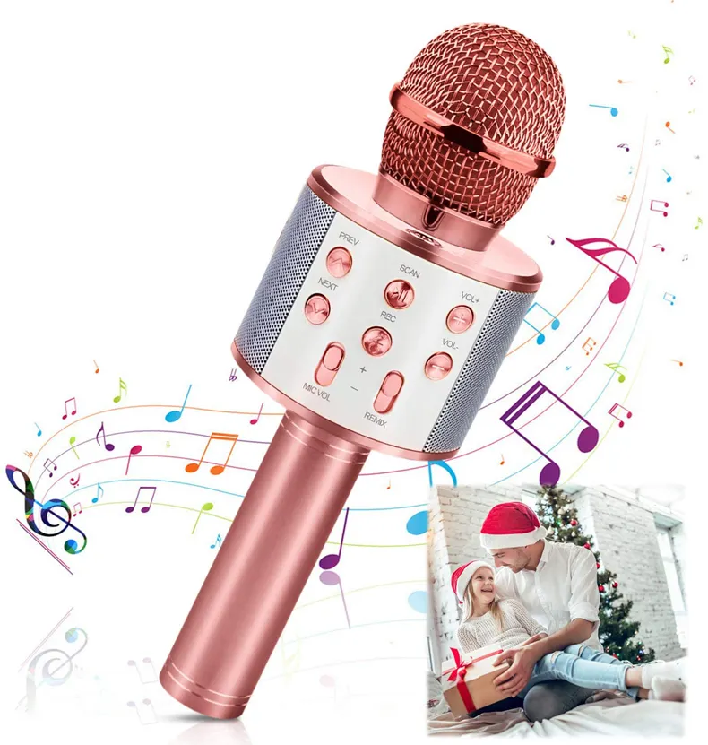 Amazon Indoor And Outdoor Portable Mini Mic USB Handheld Bluetooth Karaoke WS858 Wireless Microphone For Smartphone