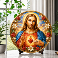 Ornement religieux catholique du Sacré-Cœur de Jésus en résine peinte à la main, résistant à la décoloration, décoration chrétienne pour la maison et le bureau