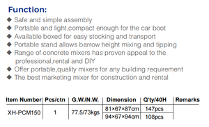 Mezcladora de Concreto Portátil Profesional, Motor de <span class=keywords><strong>Gasolina</strong></span> de 2.5 HP, Capacidad de 5 Pies Cúbicos, Suministro de Agua Manual, Fácil Mantenimiento, 1 Año de Garantía XH - Product Image 5