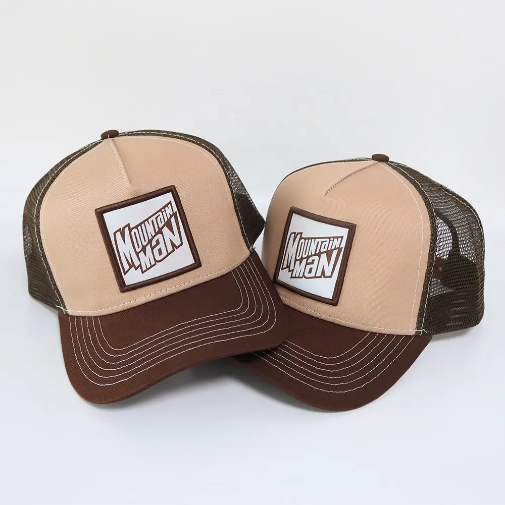 Großhandel Custom High Quality Baumwolle 5 Panel Tier Skip Mesh Trucker Caps Hüte für Jungen Männer im Freien