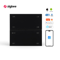Merten Black 8-Gang untuk Zigbee Smart Switch 4 Kontrol 4 Tombol Scene Panel PC Tanpa Kabel Live Hemat Energi Otomatisasi Rumah
