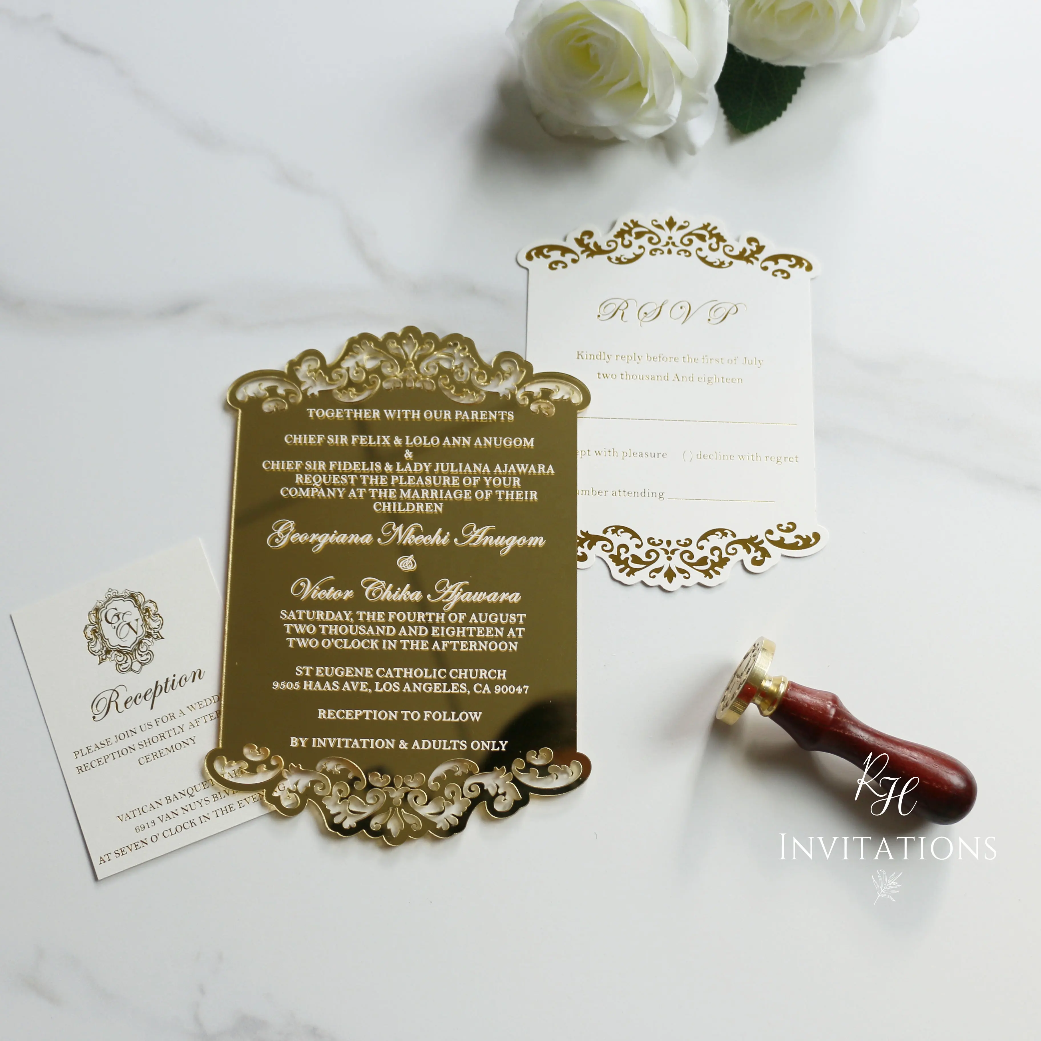 Tarjeta de boda acrílica con corte láser, diseño Floral, oro, acrílico, para invitaciones de boda, con texto grabado, gran oferta