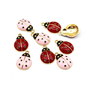 Accessoires <span class=keywords><strong>de</strong></span> décoration en forme <span class=keywords><strong>de</strong></span> coccinelle à sept points avec pendentif goutte d'huile, porte-clés, fermoir mousqueton, pour sacs, bijoux, colliers et téléphones portables - Product Image 2