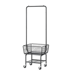 Clothing Organizer With Caster Wheels Portable Laundry Basket And <b>Clothes</b> <b>Rack</b> Standing Type Rectangle Shape - Product Image 4