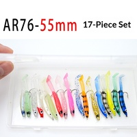 Ensemble de leurres souples artificiels avec hameçons en acier inoxydable, 17 couleurs, 65 cm, ensemble complet en boîte, appât de pêche bionique
