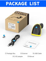 Escáner de Código de Barras Inalámbrico USB 2.4G 2D 1D, Lector de Códigos QR con Cable, Alcance de 30-50m, 200 Escaneos/Segundo, en Stock