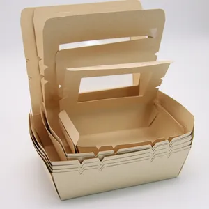 Kingwin Afhaalmaaltijden Container Kraftpapier Op Maat Gemaakte Wegwerp Bento Verpakking Voedsel & Drank Verpakking Papier