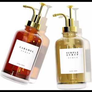 Tapa de rosca de botella vacía de vidrio cuadrado transparente para botella cosmética de Gel de <span class=keywords><strong>ducha</strong></span> de baño tipo empuje transfronterizo de <span class=keywords><strong>Amazon</strong></span> - Product Image 3