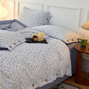 2025 nouveau petit <span class=keywords><strong>bouton</strong></span> Floral Style campagne Style quatre pièces ensemble pur coton japonais lavé coton ensemble - Product Image 4