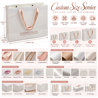 Sac en papier de luxe personnalisé blanc ivoire avec poignées en ruban satiné or rose pour boutique, magasin de détail, cadeau, marque et fête de mariage
