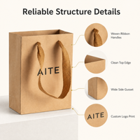 Sacs shopping en papier kraft écologiques de haute qualité, best-sellers, avec logo personnalisé, pliables, avec poignées en corde, extra grands