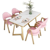 Ensemble de table à manger moderne en or pour salle à manger, vente en gros, 4 chaises pour 4 personnes