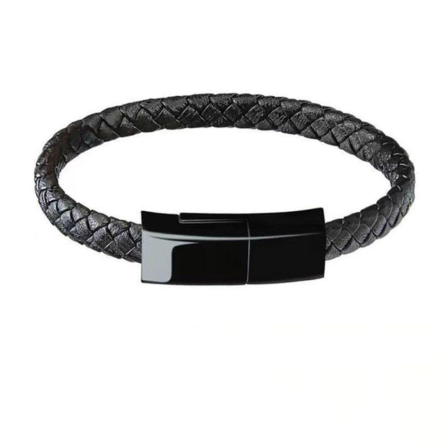 Creative Leather Wristband Charger Bracelet with Micro-USB Type-C for Android & IOS for Camera & Computer Use