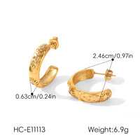 Pendientes de tuerca en forma de C con circonitas de estrella, luna y sol, de acero inoxidable pulido antideslustre, a la moda, para mujer