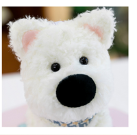 Porte-clés en peluche doux et écologique, motif chiot West Highland avec nœud mignon, poupée en peluche moelleuse