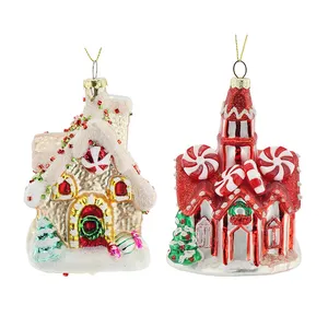 Zhengtian Glass Christmas Sweet House Decor Party Pendant Xmas Tree Hanging Ornaments Home Festivals Luxury Decorations