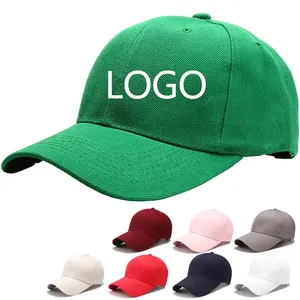 Cotton material high end panel cap sports base ball green boys caps with custom logo cap