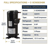 Compresseur Scroll en Cuivre Sanyo Original C-SCN583H8K 8HP R407C R410A 380V 50Hz Garantie 1 An Origine Chine pour Climatisation Commerciale