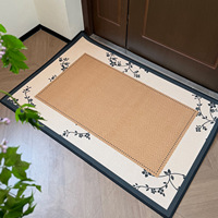 Paillasson de style médiéval et nouveau style chinois, tissé à la machine, antidérapant, lavable, sans entretien, en faux lin, pour entrées de maison