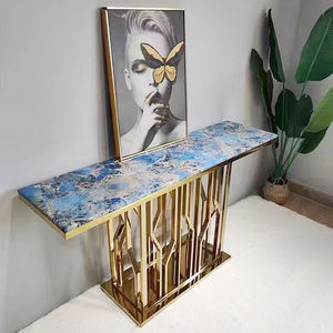 <span class=keywords><strong>Mesa</strong></span> de <span class=keywords><strong>consola</strong></span> superior de mármol de lujo, Villa, sala de estar, entrada, <span class=keywords><strong>mesa</strong></span> de <span class=keywords><strong>consola</strong></span> moderna, <span class=keywords><strong>mesa</strong></span> de <span class=keywords><strong>consola</strong></span> Base de acero inoxidable dorada - Product Image 1